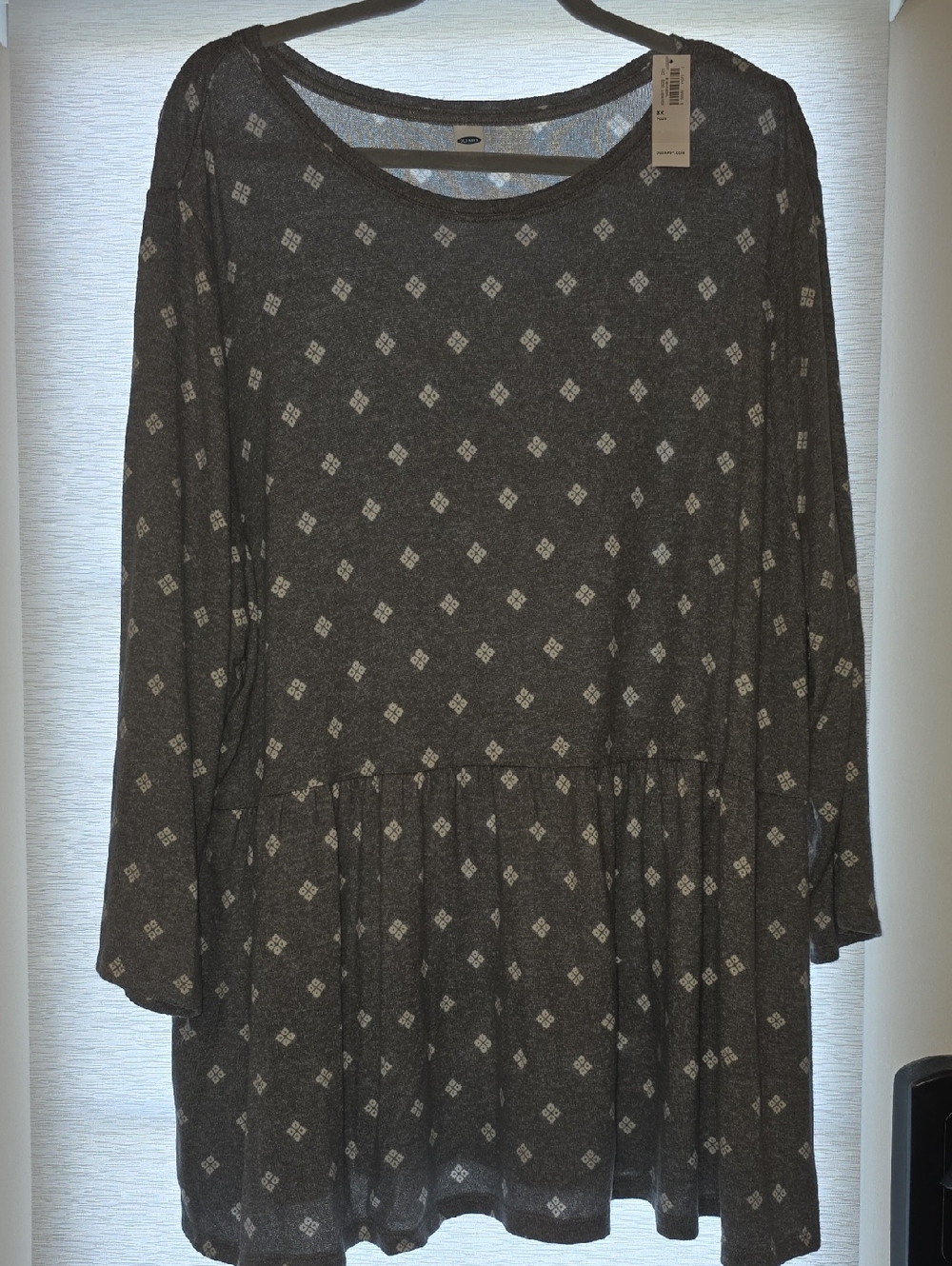 Old Navy Dark Gray Printed Scoop Neck Tunic